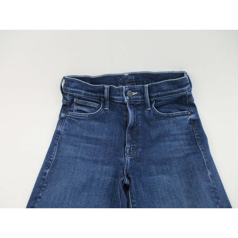 Mother High Waisted Rider Skimp Jeans in Catch Me If You Can Dark Blue Wash 26 - Picture 3 of 15